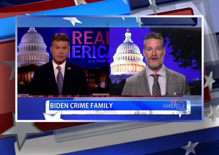Video still from Rep. Greg Steube's interview with Real America on One America News Network