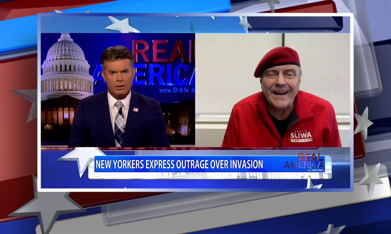 Video still from Curtis Sliwa's interview with Real America on One America News Network