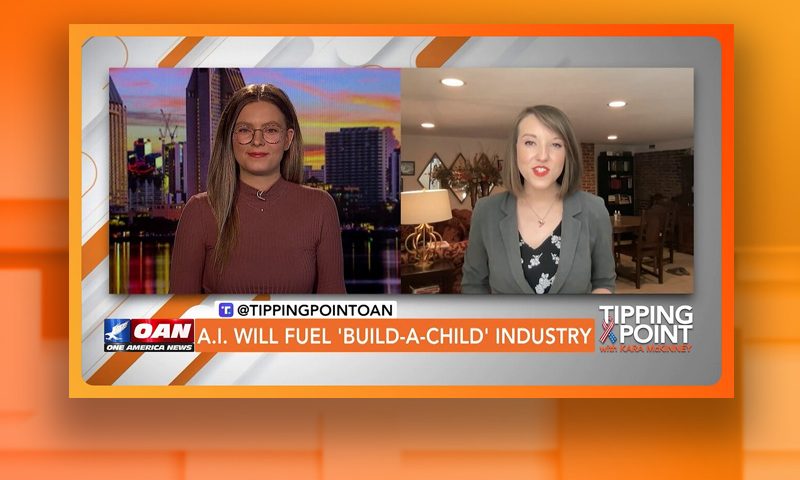 Video still from Emma Waters' interview with Tipping Point on One America News Network