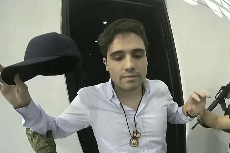 This frame grab from video, provided by the Mexican government, shows Ovidio Guzman Lopez being detained in Culiacan, Mexico, Oct. 17, 2019. Mexico extradited Guzman Lopez, a son of former Sinaloa cartel leader Joaquin “El Chapo” Guzmán, to the United States on Friday, Sept. 15, 2023, to face drug trafficking charges, U.S. Attorney General Merrick Garland said in a statement. (CEPROPIE via AP File)