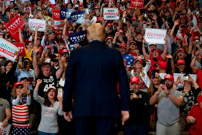 TOPSHOT-US-politics-Trump-election
TOPSHOT - Supporters cheer as US President Donald Trump arrives to deliver remarks at a Keep America Great rally in Las Vegas, Nevada, on February 21, 2020. (Photo by JIM WATSON / AFP) (Photo by JIM WATSON/AFP via Getty Images)