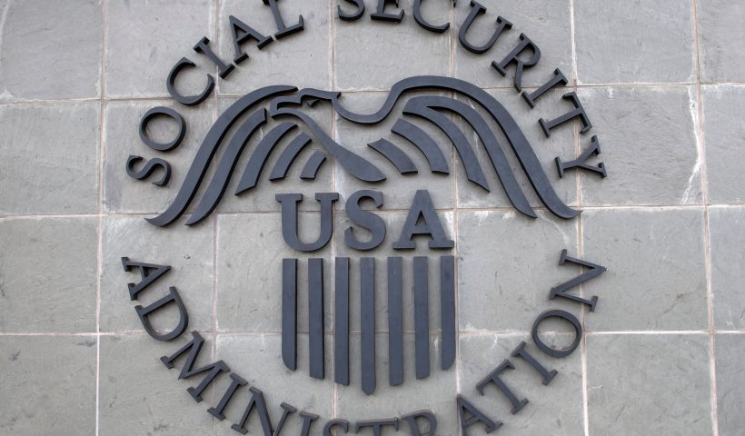 The logo of the US Social Security Administration is seen outside a Social Security building, November 5, 2020, in Burbank, California. (Photo by VALERIE MACON / AFP) (Photo by VALERIE MACON/AFP via Getty Images)
