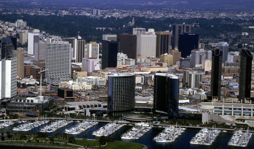 SAN DIEGO - FEBRUARY 20: General view of downtown San Diego: the host city for the 1992 America's Cup class world championships shot on February 20, 1992. (Photo by Ken Levine /Getty Images)