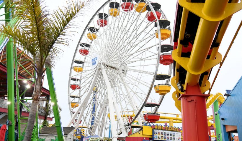 SANTA MONICA, CALIFORNIA - MAY 17: View of Ferris wheel during Primo Park After Dark hosted by Amazon Freevee and Universal Television at Pacific Park on the Santa Monica Pier on May 17, 2023 in Santa Monica, California. (Photo by Jon Kopaloff/Getty Images for Amazon Freevee)