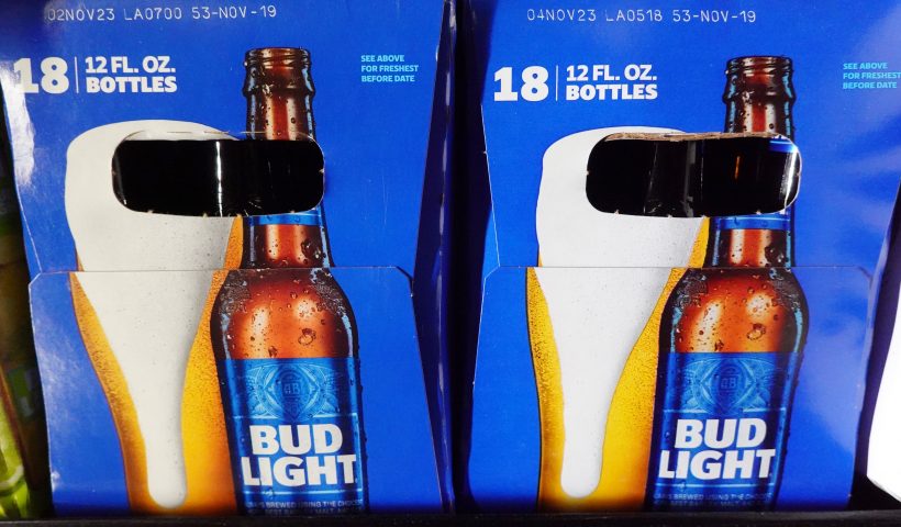 LOS ANGELES, CALIFORNIA - JUNE 14: Packages of Bud Light beer are displayed for sale in a grocery store on June 14, 2023 in Los Angeles, California. The Mexican lager Modelo Especial which is brewed by Constellation Brands became the top-selling beer in the United States in the month of May, overtaking Bud Light, which is brewed by Anheuser-Busch. A post by transgender influencer Dylan Mulvaney about a personalized can of Bud Light stirred conservative boycotts of the American beer. A recent trend of drinkers choosing more Mexican beers and spirits has also uplifted the Modelo brand. (Photo by Mario Tama/Getty Images)