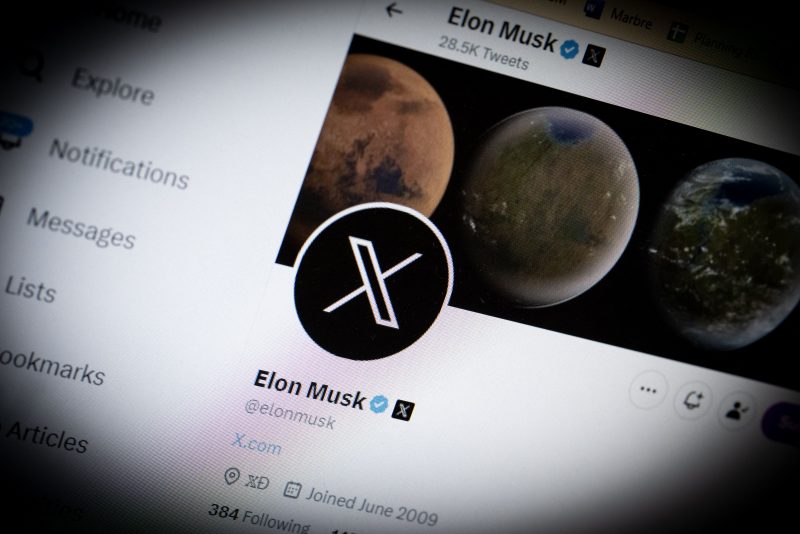 TOPSHOT - The new Twitter logo rebranded as X, is pictured in Paris on July 24, 2023, on the account of it's owner Elon Musk, after he changed his profile picture late on July 23, 2023, to the company's new logo, which he described as "minimalist art deco," and updated his Twitter bio to "X.com," which now redirects to twitter.com. Twitter launched its new logo on July 24, 2023, replacing the blue bird with a white X on a black background as the Elon Musk-owned company moves toward rebranding as X. Founded in 2006, Twitter takes its name from the sound of birds chattering, and it has used avian branding since its early days, when the company bought a stock symbol of a light blue bird for $15, according to the design website Creative Bloq. (Photo by ALAIN JOCARD / AFP) (Photo by ALAIN JOCARD/AFP via Getty Images)