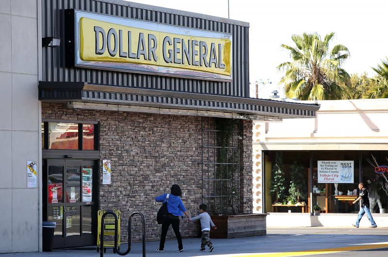 VALLEJO, CA - MARCH 12:  Customers enter a Dollar General store on March 12, 2015 in Vallejo, California. Dollar General Stores Inc. announced plans to open over 700 new stores in 2015 in an attempt to improve on its position among discount retailers in the United States. (Photo by Justin Sullivan/Getty Images)