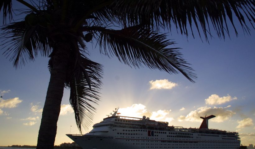 398770 02: The Carnival Corp. cruise ship Fascination sets sail December 17, 2001 in Miami, Florida. Setting the stage for a battle of the cruise-ship giants, P&O Princess Cruises PLC rejected on December 16, 2001 a 3.2 billion pound ($4.61 billion or 5.16 billion euro) hostile takeover offer from Carnival Corp. and reaffirmed its merger plans with Royal Caribbean Cruise Lines Ltd. (Photo by Joe Raedle/Getty Images)