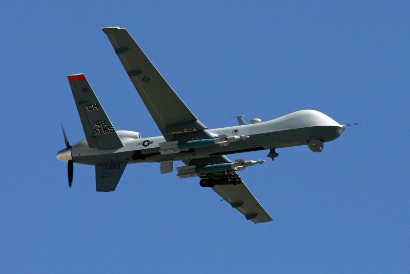 Reaper Aircraft Flies Without Pilot From Creech AFB
CREECH AIR FORCE BASE, NV - AUGUST 08: An MQ-9 Reaper flies by August 8, 2007 at Creech Air Force Base in Indian Springs, Nevada. The Reaper is the Air Force's first 