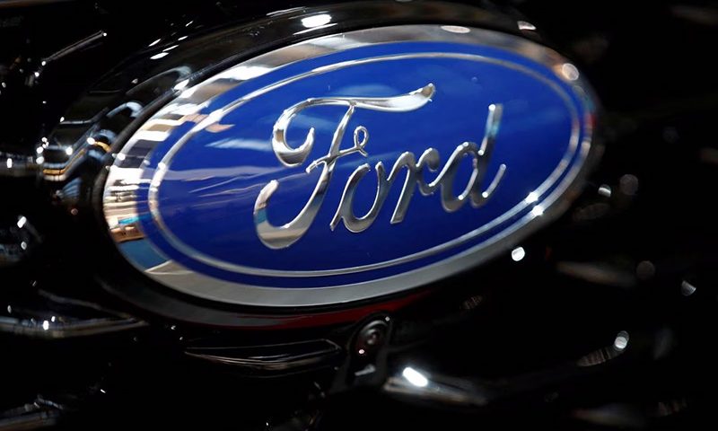 Ford logo is pictured at the 2019 Frankfurt Motor Show (IAA) in Frankfurt, Germany September 10, 2019. REUTERS/Wolfgang Rattay/File Photo