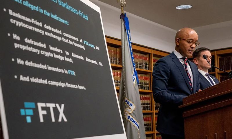 U.S. attorney Damian Williams speaks to the media regarding the indictment of Samuel Bankman-Fried, the founder of failed crypto exchange FTX in New York City, U.S., December 13, 2022. REUTERS/David 'Dee' Delgado