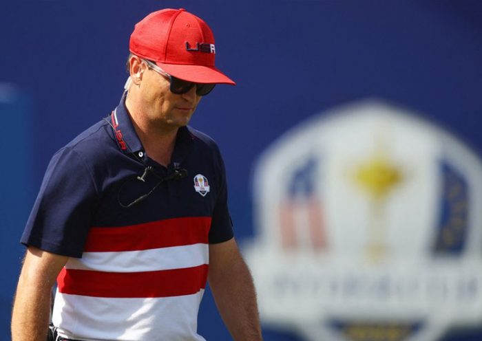 The 2023 Ryder Cup - Marco Simone Golf & Country Club, Rome, Italy - October 1, 2023 Team USA captain Zach Johnson on the 1st hole during the Singles REUTERS/Carl Recine/File Photo