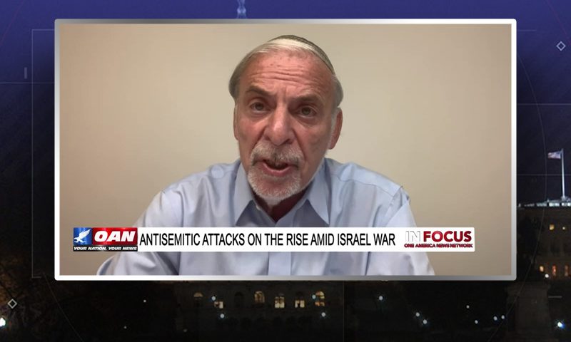 Video still from In Focus on One America News Network during an interview with the guest, Dov Hikind.