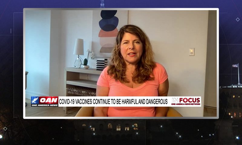 Video still from Dr. Naomi Wolf's interview with In Focus on One America News Network