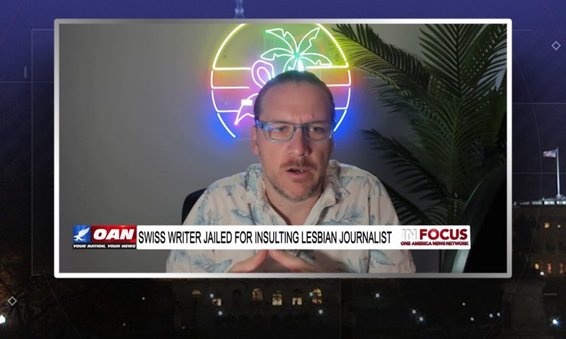 Video still from Jay Dyer's interview with In Focus on One America News Network