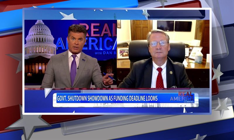 Video still from Tim Burchett's interview with Real America on One America News Network