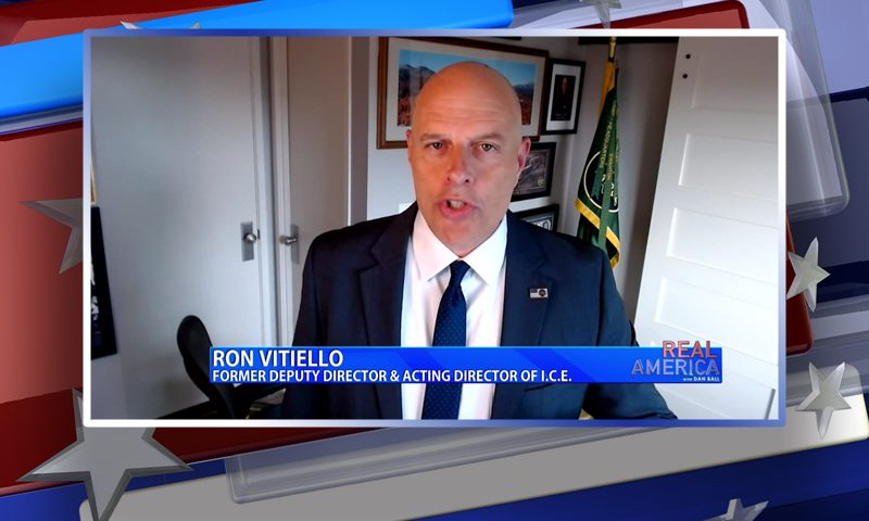 Video still from Ron Vitiello's interview with Real America on One America News Network