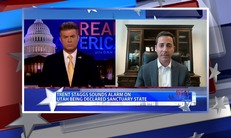 Video still from Trent Staggs' interview with Real America on One America News Network