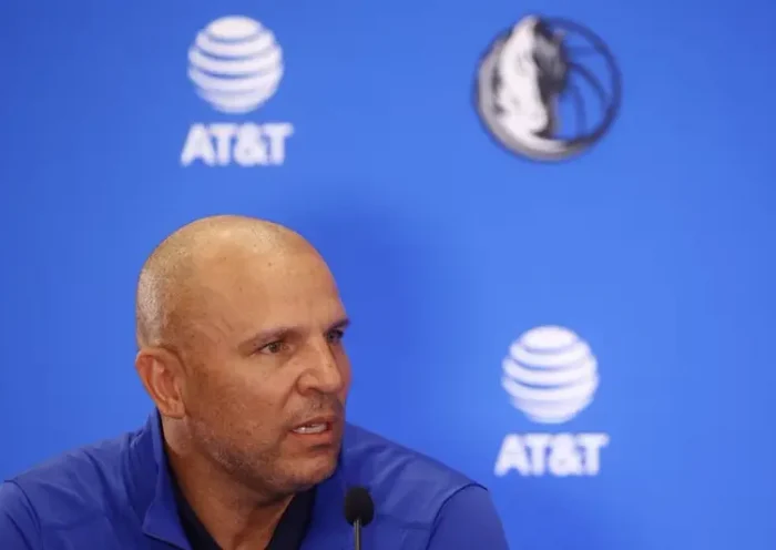 Dallas Mavericks' coach Jason Kidd during the press conference after Luka Doncic signed a contract extension REUTERS/Borut Zivulovic/ File photo