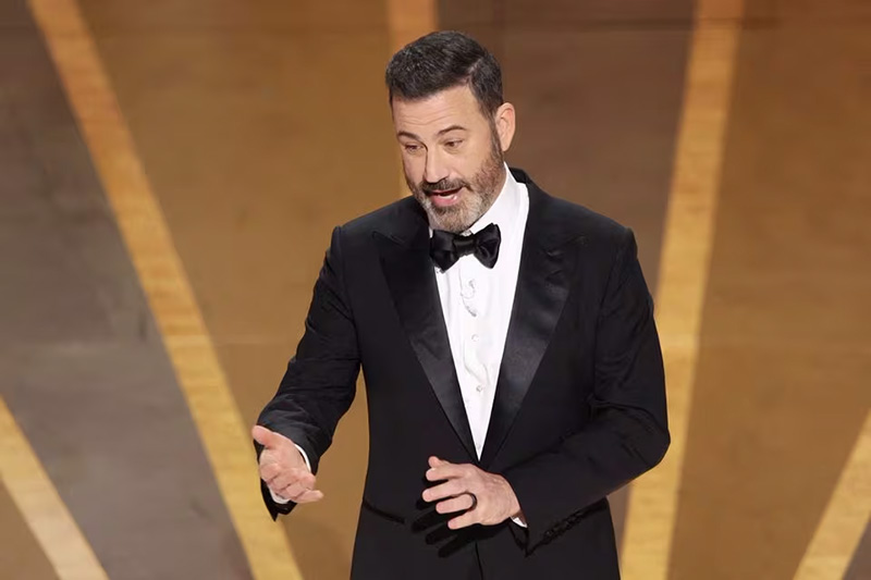 Jimmy Kimmel hosts the Oscars show at the 95th Academy Awards in Hollywood, Los Angeles, California, U.S., March 12, 2023. REUTERS/Carlos Barria/File Photo