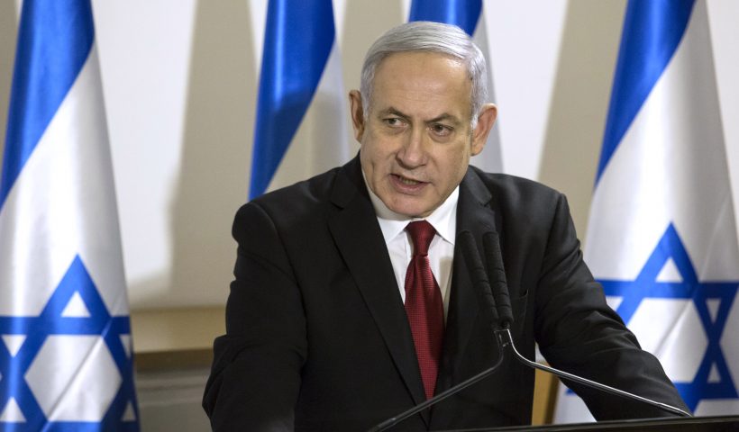 TEL AVIV, ISRAEL - NOVEMBER 12: Israeli Prime Minister Benjamin Netanyahu makes a statement following latest development on November 12, 2019 in Tel Aviv, Israel. The IDF have announced they have killed the senior commander of the militant group Palestinian Islamic Jihad, Baha Abu Al-Ata in Gaza. (Photo by Amir Levy/Getty Images)