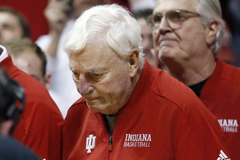 BLOOMINGTON, INDIANA - FEBRUARY 08: Former Indiana Hoosiers head coach Bob Knight walks onto the court during the halftime of the game against the Purdue Boilermakers at Assembly Hall on February 08, 2020 in Bloomington, Indiana. (Photo by Justin Casterline/Getty Images)