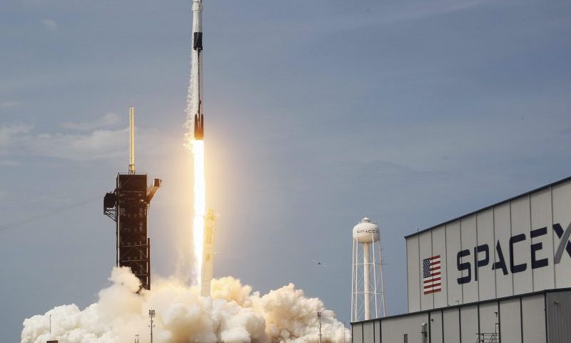 CAPE CANAVERAL, FLORIDA - MAY 30: The SpaceX Falcon 9 rocket with the manned Crew Dragon spacecraft attached takes off from launch pad 39A at the Kennedy Space Center on May 30, 2020 in Cape Canaveral, Florida. NASA astronauts Bob Behnken and Doug Hurley lifted off today on an inaugural flight and will be the first people since the end of the Space Shuttle program in 2011 to be launched into space from the United States. (Photo by Joe Raedle/Getty Images)