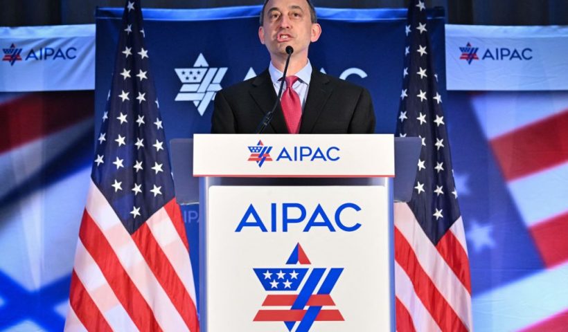 American Israel Public Affairs Committee (AIPAC) President Michael Tuchin introduces US Secretary of State Antony Blinken before his address to the AIPAC Policy Summit at a hotel in Washington, DC on June 5, 2023. (Photo by Mandel NGAN / AFP) (Photo by MANDEL NGAN/AFP via Getty Images)