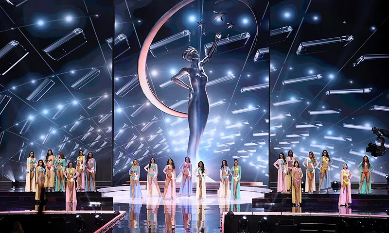 HOLLYWOOD, FLORIDA - MAY 16: Contestants appear onstage at the 69th Miss Universe competition at Seminole Hard Rock Hotel & Casino on May 16, 2021 in Hollywood, Florida. (Photo by Rodrigo Varela/Getty Images)