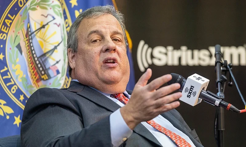 HENNIKER, NEW HAMPSHIRE - SEPTEMBER 12: Republican presidential candidate, former New Jersey Gov. Chris Christie, during a hosted by SiriusXM's Steve Scully at New England College on September 12, 2023 in Henniker, New Hampshire. (Photo by Scott Eisen/Getty Images for SiriusXM)