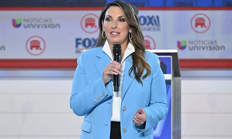 US-POLITICS-VOTE-REPUBLICAN-DEBATE RNC Chair Ronna McDaniel speaks prior to the second Republican presidential primary debate at the Ronald Reagan Presidential Library in Simi Valley, California, on September 27, 2023. (Photo by Robyn BECK / AFP) (Photo by ROBYN BECK/AFP via Getty Images)