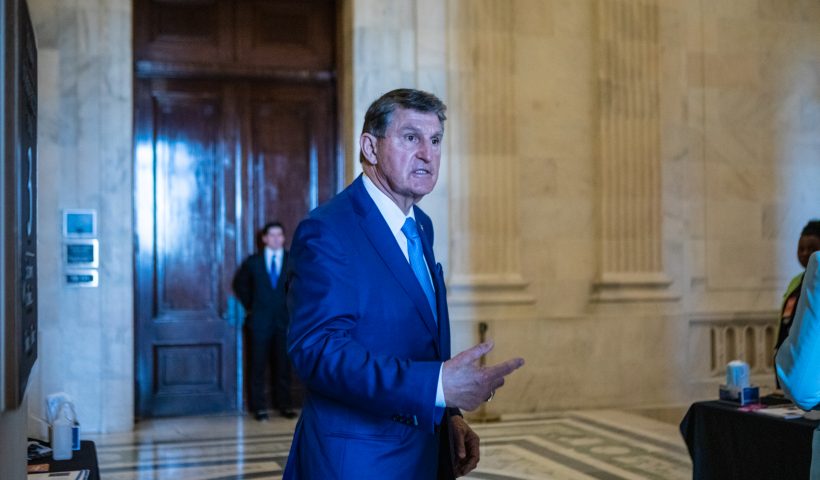 U.S. Sen. Joe Manchin (D-WV) arrives at a Senate Forum on Artificial Intelligence in the Russell Senate Office Building on October 24, 2023 in Washington, DC. (Photo by Anna Rose Layden/Getty Images)