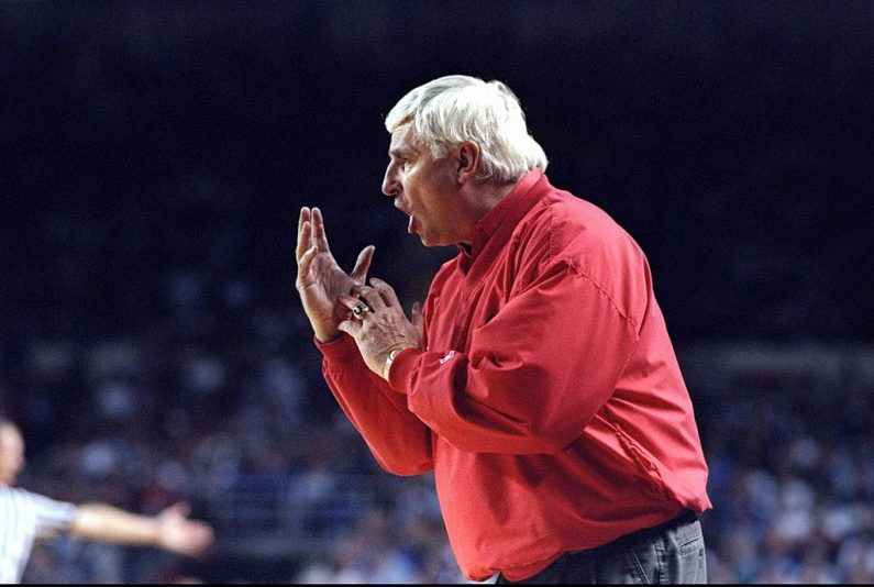 8 Dec 1998: Head coach Bobby Knight of the Indiana Hoosiers looks on during the game against the Kentucky Wildcats at the Freedom Hall in Louisville, Kentucky. Kentucky defeated Indiana 70-61. Mandatory Credit: Mark Lyons /Allsport