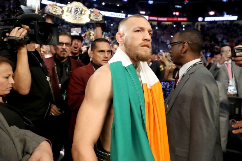 LAS VEGAS, NV - AUGUST 26: Conor McGregor walks to the ring prior to his super welterweight boxing match against Floyd Mayweather Jr. on August 26, 2017 at T-Mobile Arena in Las Vegas, Nevada. (Photo by Christian Petersen/Getty Images)