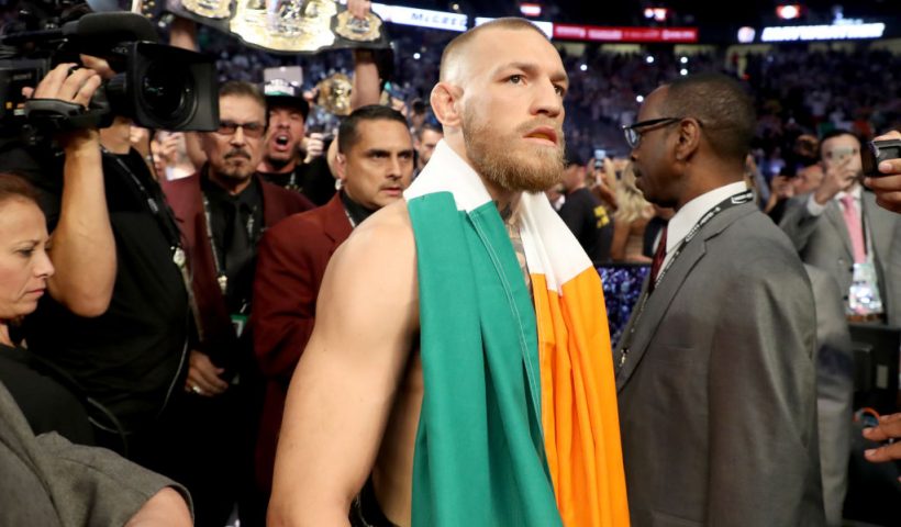 LAS VEGAS, NV - AUGUST 26: Conor McGregor walks to the ring prior to his super welterweight boxing match against Floyd Mayweather Jr. on August 26, 2017 at T-Mobile Arena in Las Vegas, Nevada. (Photo by Christian Petersen/Getty Images)