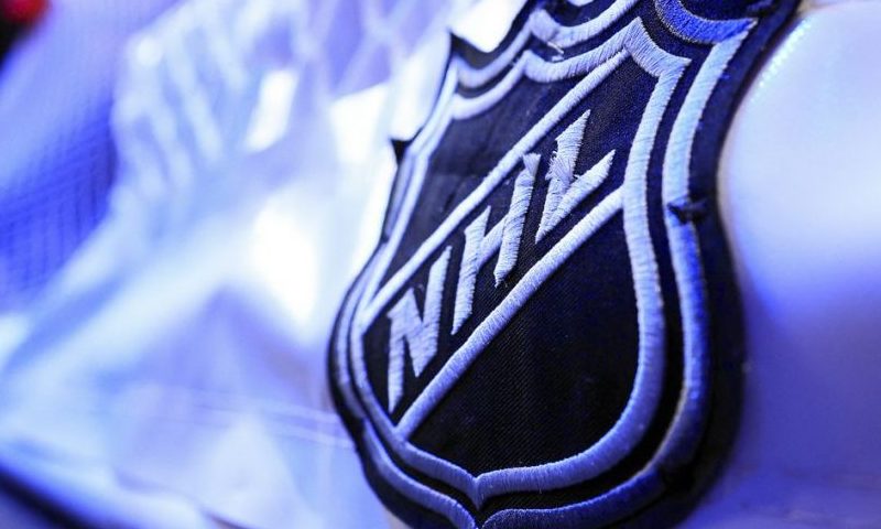 The NHL logo is seen on the game net prior to the game between the New York Islanders and the Columbus Blue Jackets at Nationwide Arena. Mandatory Credit: Aaron Doster-USA TODAY Sports/File Photo