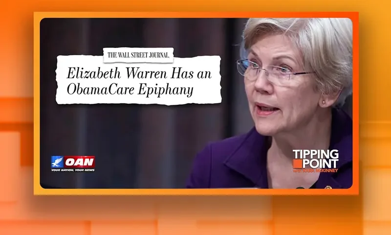 Video still featuring Elizabeth Warren from Tipping Point on One America News Network