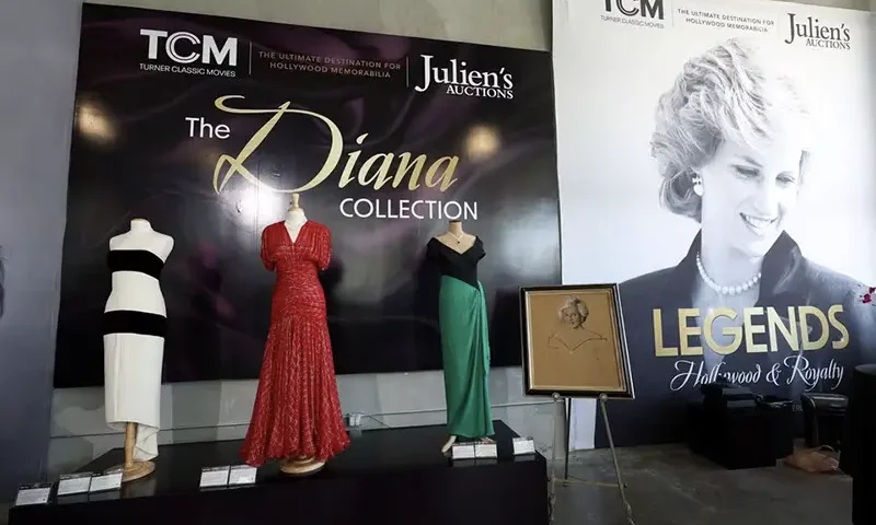 Dresses that belonged to Princess Diana and a sketch study portrait are on display ahead of the auction Legends: Hollywood & Royalty at Julien's Auctions in Beverly Hills, California, U.S., August 28, 2023. REUTERS/Mario Anzuoni/File Photo