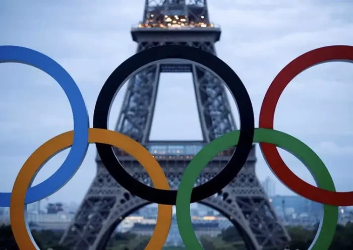Olympic rings to celebrate the IOC official announcement that Paris won the 2024 Olympic bid are seen in front of the Eiffel Tower at the Trocadero square in Paris, France, September 14, 2017. REUTERS/Christian Hartmann/File Photo