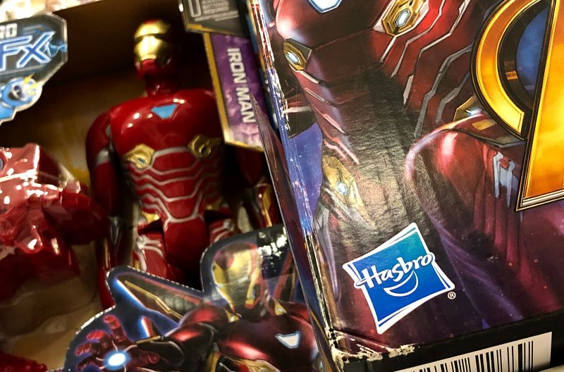 SAN RAFAEL, CA - JULY 23: The Hasbro logo is displayed on Marvel Iron Man toys at a Target store on July 23, 2018 in San Rafael, California. Hasbro Inc. reported better than expected second-quarter revenue of $904.5 million compared to $972.5 million in the previous year. Despite the loss, revenues were well above analyst expectations sending stocks higher. (Photo by Justin Sullivan/Getty Images)