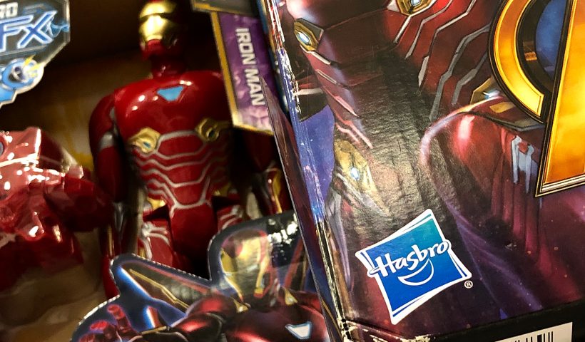 SAN RAFAEL, CA - JULY 23: The Hasbro logo is displayed on Marvel Iron Man toys at a Target store on July 23, 2018 in San Rafael, California. Hasbro Inc. reported better than expected second-quarter revenue of $904.5 million compared to $972.5 million in the previous year. Despite the loss, revenues were well above analyst expectations sending stocks higher. (Photo by Justin Sullivan/Getty Images)