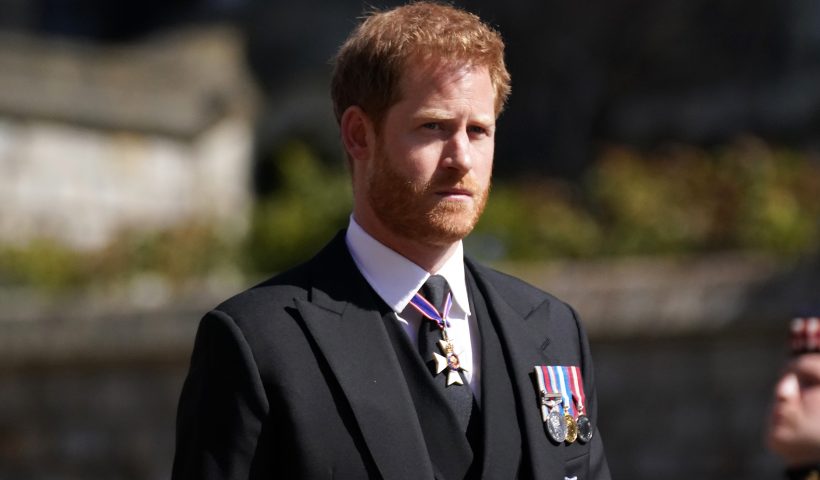 WINDSOR, ENGLAND - APRIL 17: Prince Harry arrives for the funeral of Prince Philip, Duke of Edinburgh at St George's Chapel at Windsor Castle on April 17, 2021 in Windsor, England. Prince Philip of Greece and Denmark was born 10 June 1921, in Greece. He served in the British Royal Navy and fought in WWII. He married the then Princess Elizabeth on 20 November 1947 and was created Duke of Edinburgh, Earl of Merioneth, and Baron Greenwich by King VI. He served as Prince Consort to Queen Elizabeth II until his death on April 9 2021, months short of his 100th birthday. His funeral takes place today at Windsor Castle with only 30 guests invited due to Coronavirus pandemic restrictions. (Photo by Victoria Jones - WPA Pool/Getty Images)