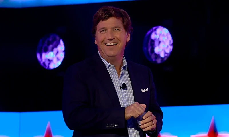 WEST PALM BEACH, FLORIDA - JULY 15: Tucker Carlson speaks at the Turning Point Action conference on July 15, 2023 in West Palm Beach, Florida. Trump is scheduled to speak at the event held in the Palm Beach County Convention Center. (Photo by Joe Raedle/Getty Images)