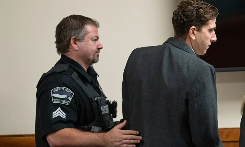Murder Suspect Bryan Kohberger Attends Pre-Trial Hearing In Idaho MOSCOW, IDAHO - SEPTEMBER 13: Bryan Kohberger, accused of murder, is escorted out of the courtroom after a hearing on cameras in the courtroom in Latah County District Court on September 13, 2023 in Moscow, Idaho. Kohberger, a former criminology PhD student, was indicted earlier this year in the November 2022 killings of Madison Mogen, 21; Kaylee Goncalves, 21; Xana Kernodle, 20; and Ethan Chapin, 20, in an off-campus apartment near the University of Idaho. (Photo by Ted S. Warren-Pool/Getty Images)