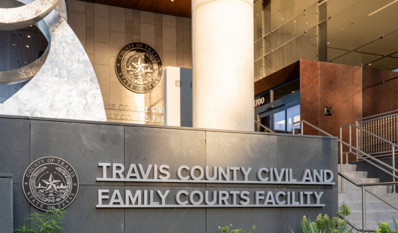 The Travis County 459th District Court is seen prior to an emergency hearing in Cox v Texas, in Austin, Texas, on December 7, 2023. Kate Cox, a 31-year-old mother-of-two from Dallas-Fort Worth, sued the state of Texas on December 5, 2023, in order to get an abortion for a pregnancy that she and her doctors say threatens her life and future fertility. Cox learned last week that her fetus has full trisomy 18, a condition that means her pregnancy may not survive until birth and if it does her baby would be stillborn or live for minutes, hours or days, according to the lawsuit. (Photo by SUZANNE CORDEIRO / AFP) (Photo by SUZANNE CORDEIRO/AFP via Getty Images)