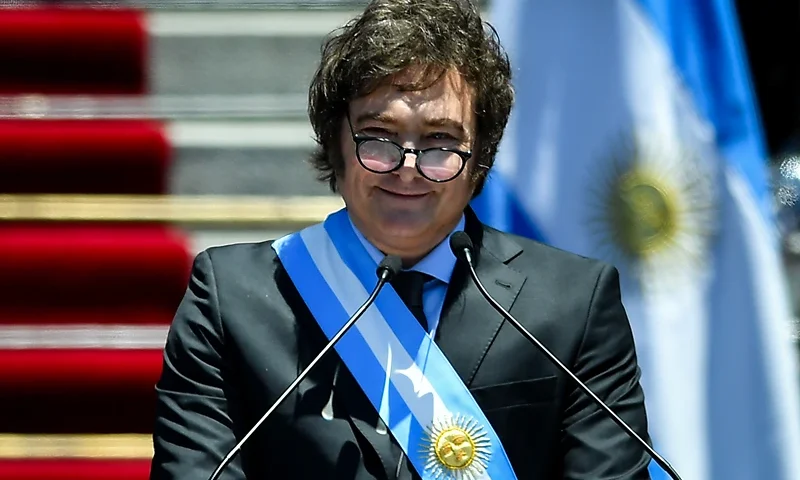 President Javier Milei Takes Office in Argentina BUENOS AIRES, ARGENTINA - DECEMBER 10: President of Argentina Javier Milei gives a speech after his Inauguration Ceremony at National Congress on December 10, 2023 in Buenos Aires, Argentina. (Photo by Marcelo Endelli/Getty Images)
