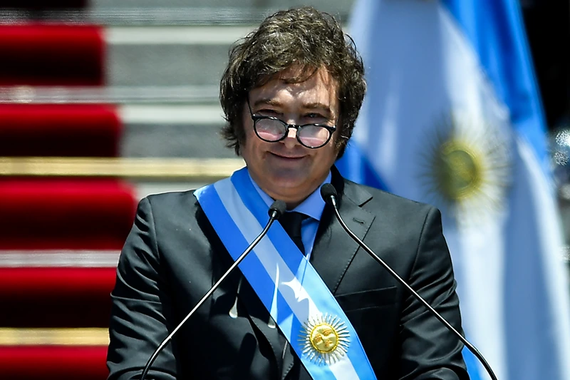 President Javier Milei Takes Office in Argentina
BUENOS AIRES, ARGENTINA - DECEMBER 10: President of Argentina Javier Milei gives a speech after his Inauguration Ceremony at National Congress on December 10, 2023 in Buenos Aires, Argentina. (Photo by Marcelo Endelli/Getty Images)