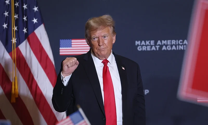 CORALVILLE, IOWA - DECEMBER 13: Republican presidential candidate, former President Donald Trump holds a campaign event at the Hyatt Hotel on December 13, 2023 in Coralville, Iowa. Iowa Republicans will caucus on January 15, the first in the presidential nomination process in the 2024 presidential race. (Photo by Scott Olson/Getty Images)