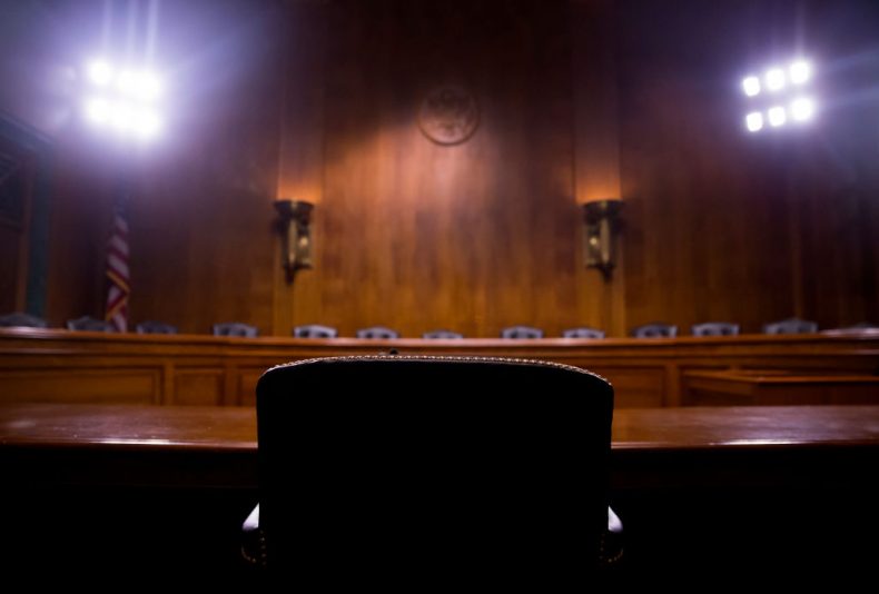 WASHINGTON, DC - MAY 3: The hearing room is seen before FBI Director James Comey testifies in front of the Senate Judiciary Committee during an oversight hearing on the FBI on Capitol Hill May 3, 2017 in Washington, DC. (Photo by Eric Thayer/Getty Images)