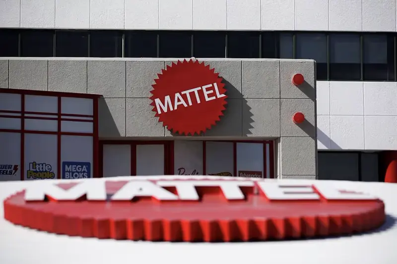 The Mattel company logo is pictured at the entrance of the Montoi plant in the municipality of Escobedo, Mexico March 15, 2022. REUTERS/Daniel Becerril/File photo